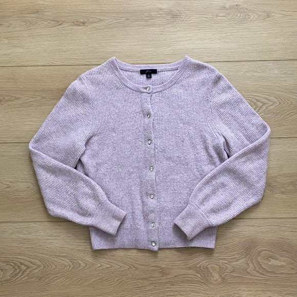 J Crew Jeweled Button Cardigan Lilac in Supersoft Yarn Merino Alpaca Wool S - Picture 1 of 2